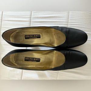 Bruno Magli Couture black satin pump size 9 1/2 AA with rhinestones on heels